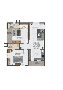 Floor Plan Image of 1680 Sq.ft 3 BHK Apartment / Flat for sale in Navabharat Nagar Rajahmundry for Rs. 8400000
