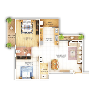 Image of 1150 Sq.ft 2 BHK Apartment / Flat for sale in Besa, Nagpur for Rs. 4900000