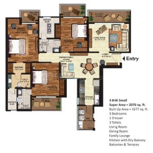 Image of 2070 Sq.ft 2 BHK Apartment / Flat for sale in Prateek Edifice, Sector 107, Noida for Rs. 43000000