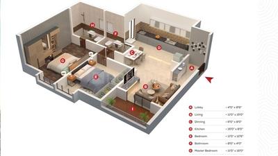 Image of 1150 Sq.ft 2 BHK Apartment / Flat for sale in The Landmark, Undri, Pune for Rs. 6200000