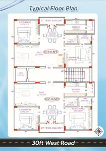 Floor Plan Image of 1015 Sq.ft 2 BHK Apartment / Flat for sale in Chandanagar Hyderabad for Rs. 7100000
