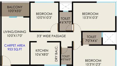 Image of 1287 Sq.ft 3 BHK Apartment / Flat for sale in Suyog Siyona, Kiwale, Pune for Rs. 7300000