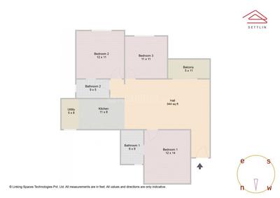 Image of 1408 Sq.ft 3 BHK Apartment / Flat for sale in Prestige Jindal City by Prestige Projects Pvt Ltd, Bagalakunte, Bengaluru for Rs. 20100000