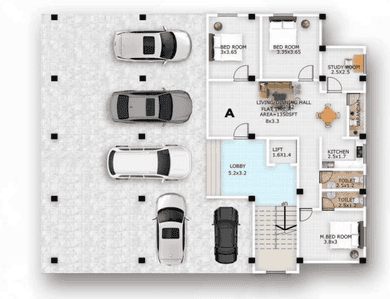 Image of 1240 Sq.ft 3 BHK Apartment / Flat for sale in Kahilipara, Guwahati for Rs. 5700000