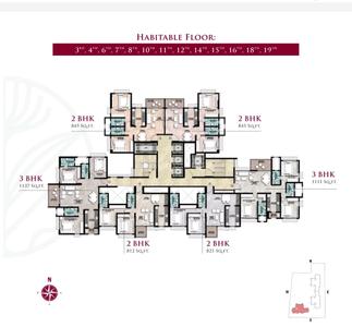 Image of 1300 Sq.ft 2.5 BHK Apartment / Flat for sale in Ajwani Prissa Pratham, Aundh, Pune for Rs. 10500000