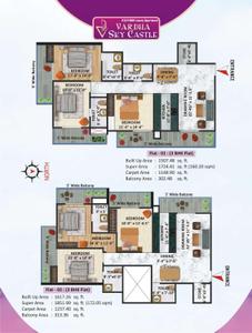 Image of 1518 Sq.ft 3 BHK Apartment / Flat for sale in Vardha Sky Castle, Kalindipuram, Allahabad for Rs. 10170131