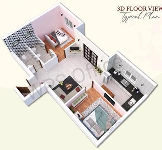 Floor Plan Image of 880 Sq.ft 2 BHK Apartment / Flat for sale in Vengambakkam Chennai for Rs. 4840000