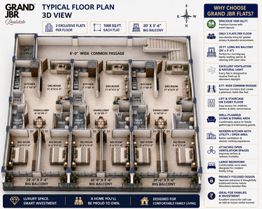 Image of 1000 Sq.ft 2 BHK Apartment / Flat for sale in Aliganj, Lucknow for Rs. 5500000