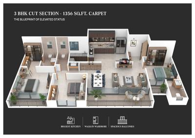 Image of 1577 Sq.ft 3 BHK Apartment / Flat for sale in Santiago Skyworld, Bhosari, Pune for Rs. 13500000
