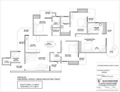 Image of 2600 Sq.ft 4 BHK Apartment / Flat for sale in Ajnara Grand Heritage, Sector 74, Noida for Rs. 40000000