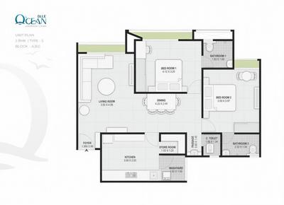 Image of 1593 Sq.ft 2 BHK Apartment / Flat for sale in AK Blue Ocean, Makarba, Ahmedabad for Rs. 9900000
