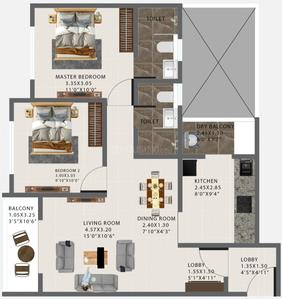 Image of 1011 Sq.ft 2 BHK Apartment / Flat for sale in Sonigara Alapshree, Kothrud, Pune for Rs. 14200000