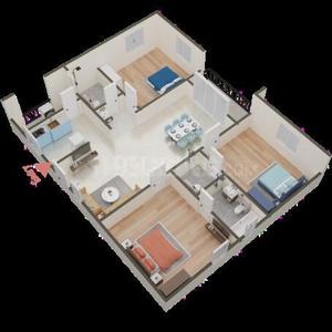Image of 1488 Sq.ft 3 BHK Apartment / Flat for rent in Riddhi Pebble, Madhapur, Hyderabad for Rs. 45000
