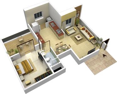 Floor Plan Image of 596 Sq.ft 1 BHK Apartment / Flat for sale in Star Sayba Noor, Jogeshwari West Mumbai for Rs. 12800000