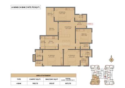Image of 2211 Sq.ft 4 BHK Apartment / Flat for sale in Minerva, Pimple Saudagar, Pune for Rs. 24000000