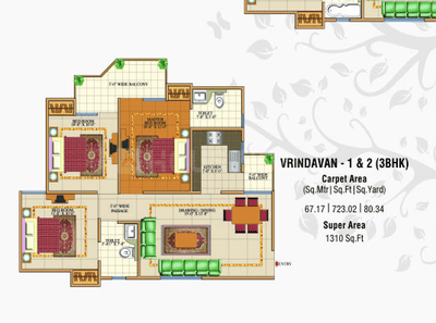 Image of 880 Sq.ft 2 BHK Apartment / Flat for sale in SVP Gulmohar Garden Phase 2, Raj Nagar Extension, Ghaziabad for Rs. 6999000