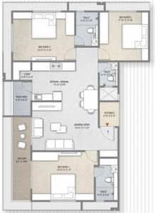 Image of 1822 Sq.ft 3 BHK Apartment / Flat for sale in Dev Aalay, Sargasan, Gandhinagar for Rs. 11000000