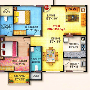Image of 1155 Sq.ft 2 BHK Apartment / Flat for sale in PSR Vanasree, Kodathi, Bengaluru for Rs. 10485000