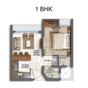 Image of 317 Sq.ft 1 BHK Apartment / Flat for rent in Lodha Quality Home, Thane West, Thane for Rs. 32000