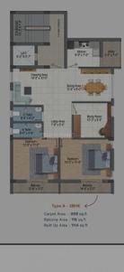 Floor Plan Image of 1400 Sq.ft 3 BHK Apartment / Flat for sale in Patharagadia Bhubaneswar for Rs. 7500000