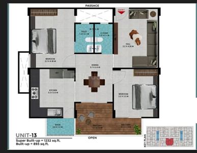 Image of 1232 Sq.ft 2 BHK Apartment / Flat for sale in Vijay Nagar, Indore for Rs. 5500000