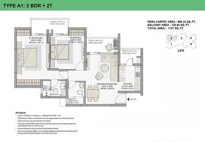 Image of 1404 Sq.ft 3 BHK Apartment / Flat for sale in Eldeco Live By The Greens Phase 1, Sector 150, Noida for Rs. 17000000