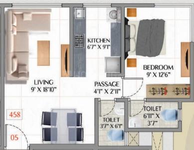 Image of 529 Sq.ft 1 BHK Apartment / Flat for sale in Pragati CHS Adityaraj Central, Ghatkopar East, Mumbai for Rs. 10500000