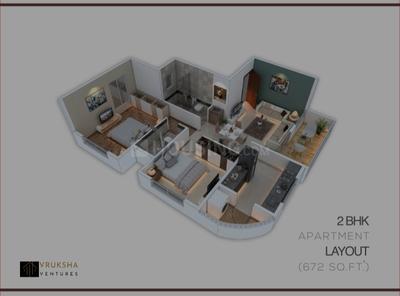 Image of 866 Sq.ft 2 BHK Apartment / Flat for sale in Vruksha Residences, Warje, Pune for Rs. 7000000