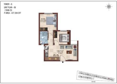 Image of 596 Sq.ft 2 BHK Apartment / Flat for sale in Casagrand Ferns, Tambaram, Chennai for Rs. 3500000