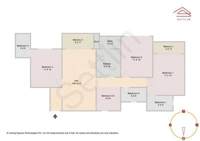 Image of 1865 Sq.ft 3.5 BHK Apartment / Flat for sale in Sobha Brooklyn Towers Townpark by Sobha Limited, Yadavanahalli, Bengaluru for Rs. 27400000