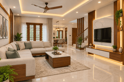 Living Room Image of 2000 Sq.ft 3 BHK Independent House for sale in Koorkenchery Thrissur for Rs. 11800000