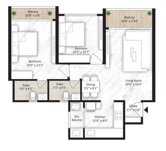 Image of 1013 Sq.ft 2 BHK Apartment / Flat for sale in Saheel Itrend Vesta, Tathawade, Pune for Rs. 7050000