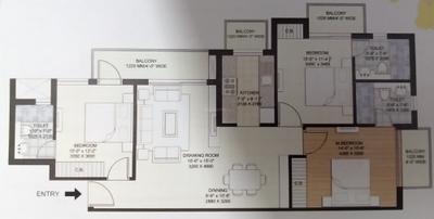 Floor Plan Image of 1500 Sq.ft 3 BHK Apartment / Flat for sale in RTech Capital Greens Phase 1, RIICO Industrial Area Bhiwadi for Rs. 5500000