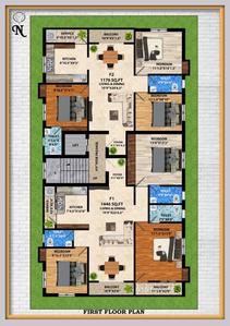 Floor Plan Image of 1311 Sq.ft 3 BHK Apartment / Flat for sale in Perambur Chennai for Rs. 13101000