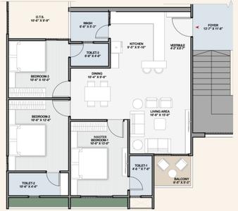 Image of 1616 Sq.ft 3 BHK Apartment / Flat for sale in SP Alora, Chandkheda, Ahmedabad for Rs. 9511000