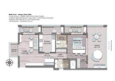 Image of 1300 Sq.ft 2 BHK Apartment / Flat for sale in Delvin JD Pearl, Colvale, Goa for Rs. 12000000
