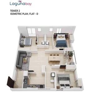 Floor Plan Image of 1304 Sq.ft 3 BHK Apartment / Flat for sale in Laguna Bay, Topsia Kolkata for Rs. 19500000