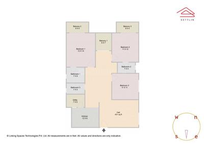 Image of 1600 Sq.ft 3 BHK Apartment / Flat for sale in Kadagrahara, Bengaluru for Rs. 7600000