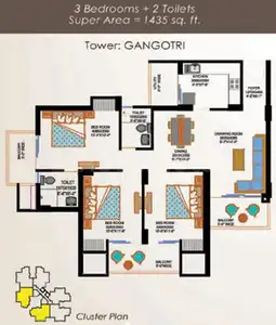 Image of 1350 Sq.ft 3 BHK Apartment / Flat for sale in Eros Sampoornam 3, Noida Extension, Greater Noida for Rs. 13000000