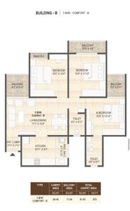 Image of 1178 Sq.ft 3 BHK Apartment / Flat for sale in Mangalam Melizma, Kiwale, Pune for Rs. 7050000