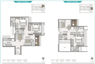 Image of 1050 Sq.ft 2 BHK Apartment / Flat for sale in Tharwani Pristinea, Kharghar, Navi Mumbai for Rs. 9999000