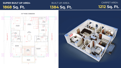 Image of 1384 Sq.ft 3 BHK Apartment / Flat for sale in Urbanyx Court, Arya Village, Bhubaneswar for Rs. 14800000