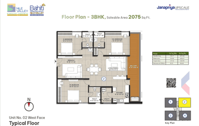 Image of 1350 Sq.ft 3 BHK Apartment / Flat for sale in Janapriya Nile Valley, Madeenaguda, Hyderabad for Rs. 12000000