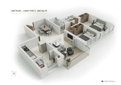Image of 850 Sq.ft 2 BHK Apartment / Flat for sale in Sunraj Solitaire, Dombivli East, Thane for Rs. 6500000