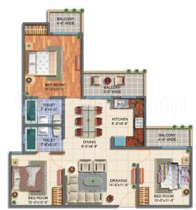 Image of 1160 Sq.ft 3 BHK Apartment / Flat for sale in Saviour Greenarch, Noida Extension, Greater Noida for Rs. 12700000