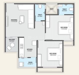 Image of 1200 Sq.ft 2 BHK Apartment / Flat for sale in Chandkheda, Ahmedabad for Rs. 4400000