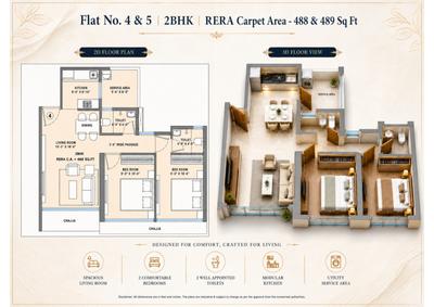Floor Plan Image of 675 Sq.ft 2 BHK Apartment / Flat for sale in Elegance Heights, Malad East Mumbai for Rs. 13200000