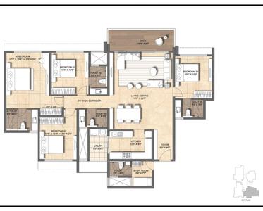 Floor Plan Image of 2583 Sq.ft 3 BHK Apartment / Flat for sale in Lodha Mirabelle, Thanisandra Bengaluru for Rs. 43000000