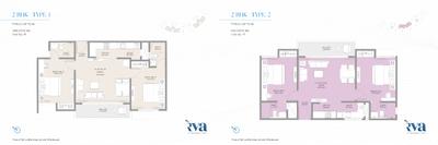 Floor Plan Image of 1462 Sq.ft 2 BHK Apartment / Flat for sale in Kaavyaratna Reva, Gujarat International Finance Tec City Gandhinagar for Rs. 16600000