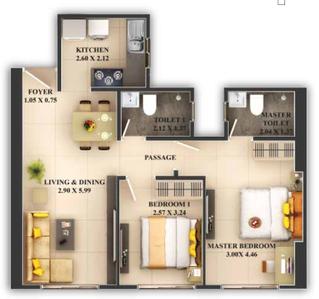 Image of 532 Sq.ft 2 BHK Apartment / Flat for sale in Dosti Mezzo 22, Sion, Mumbai for Rs. 24800000